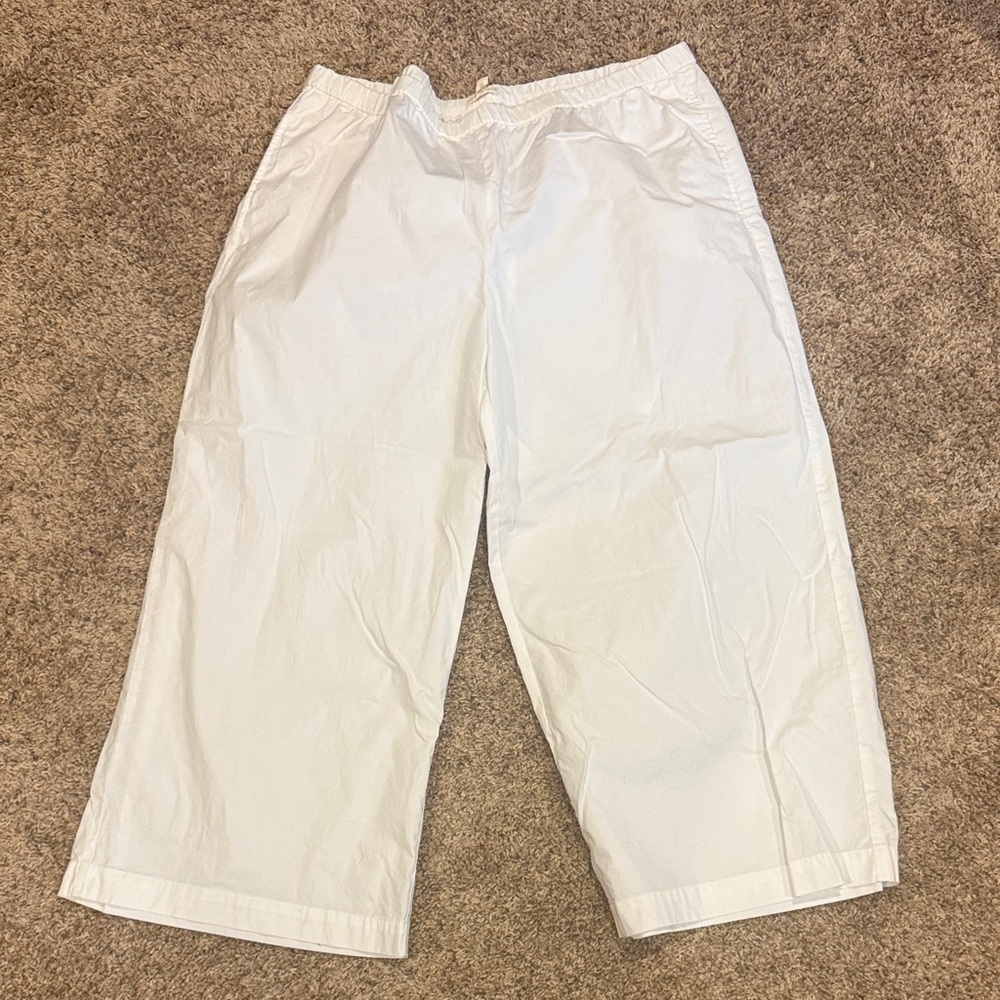 NWOT Eileen Fisher White Linen Wide-Leg Cropped Pants